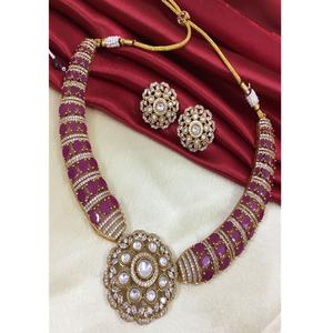 Royal Ruby Kundan <b>Choker</b> Set Gold Plated Brass <b>Pearl</b> Ruby Necklace Antique Polki Stone Bridal for Wedding Party Gift Idea - Product Image 1