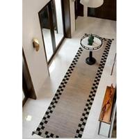 Handwoven Wool Kilim Runner Rug Modern Scandinavian Geometric Beige Carpet for Home Floor