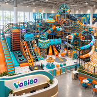 Parc de jeux commercial intérieur surélevé avec pistes, piscines à balles, tours de cordes, toboggans géants et activités d'escalade pour les familles (FEC)