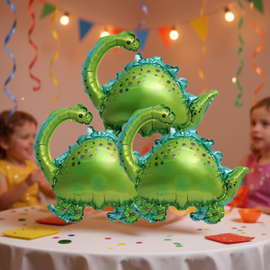 Globo de aluminio con forma de dinosaurio, color verde, 38x29,5 cm, decoraciones para fiestas, bolsa de 12 unidades - Product Image 3