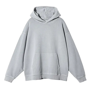 Men's Oversize Hooded Sweatshirt Solid Color Pocket Fleece Casual Autumn Wear 100% Cotton Knitted Long Sleeve 2027 - Product Image 3