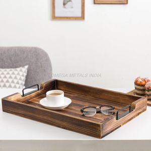Juego de bandejas de madera de la mejor calidad en color Acacia cálido con forma redonda y diseño elegante perfecto para servir y exhibir - Product Image 2
