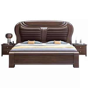 Кровать из массива дерева, Главная спальня, кровать размера «king-size», современная простая мягкая двуспальная кровать размера «queen-size», прямые продажи с завода - Product Image 2