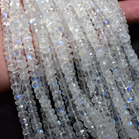 Prix de gros Perles rondes facettées en pierre de lune arc-en-ciel 5 mm 16 pouces de longueur, pierres précieuses de pierre de lune de haute qualité