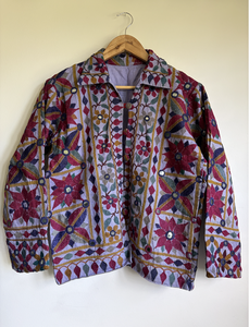 Chaqueta Floral Bordada a Mano para Mujer, Estilo Boho, Cuello Camisero, Manga Larga, para Primavera - Product Image 1