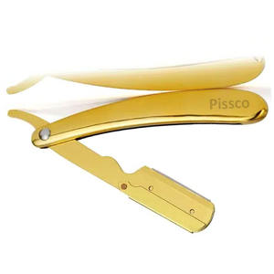 Navaja de afeitar plegable personalizada de acero inoxidable para barbería, con cuchilla intercambiable para corte de pelo - Product Image 5