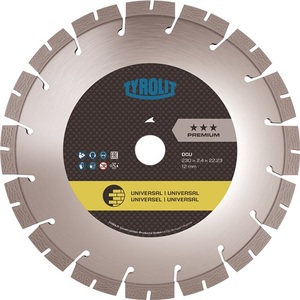Disco de Corte de Diamante DCU Premium 125mm X 22.23mm, Orificio Universal para Construcción, Altura del Segmento 10mm, Grosor 2.2mm, de TYROLIT - Product Image 1