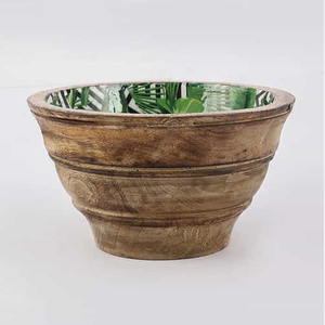 Tazón de servicio de madera de mango hecho a mano con diseño de esmalte natural El mejor precio para decorar la mesa del hogar de la boda MOQ 100PCs - Product Image 5