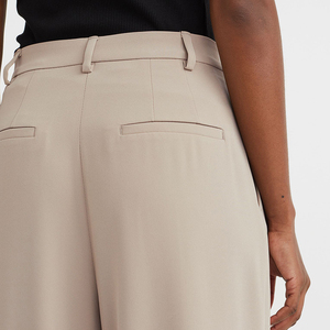 Pantalones de trabajo informales OEM, nuevos pantalones largos, decoración de encaje, estilo frontal plano, sueltos, de algodón liso, cómodos, con cintura elástica - Product Image 4