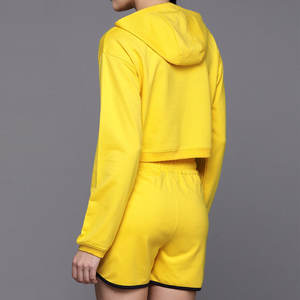 Sudadera con capucha de entrenamiento de invierno informal para mujer, conjunto corto de poliéster transpirable de secado rápido, diseño de Color personalizado con logotipo de larga duración - Product Image 2