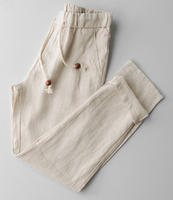 2025 automne grande taille ample droite Polyester/coton lin hommes décontracté en détresse Style Vintage écologique pantalon personnalisé