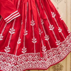 Shoryam Fashion <b>Red</b> Embroidered Fully Stitched Floor-Length Regular Fit Kids Lehenga Choli Set | Wholesale Girls Ethnic Party - Product Image 4