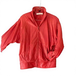 Women Leather Jacket Zipper Loose Oversized Coat Elegant Genuine Leather Jacket For Women With High Collar And Side Pockets - Product Image 1