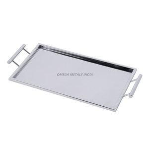 Bandeja de servicio rectangular de plata moderna con diseño texturizado y base resistente, ideal para exhibir y entretener con estilo en el hogar - Product Image 5