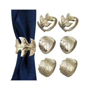 Rond de serviette en aluminium de qualité exclusive conception de feuille Produit de vente chaud Rond de serviette Produit le plus vendu - Product Image 1