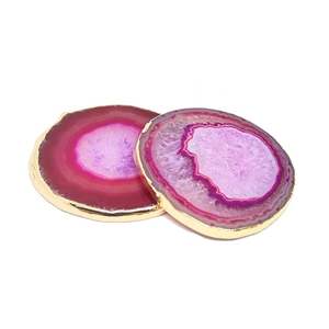Posavasos de ágata natural Rosa elegante-Rodajas de piedra semipreciosa natural para una decoración elegante del hogar y espacios de vida de lujo - Product Image 1