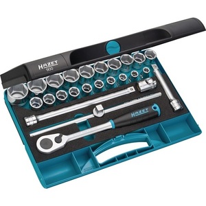 Jeu de clés à douille HAZET 25 pièces, série 900, 90 dents, 6 points, tailles 10-32 mm, pour outils d'atelier - Product Image 1