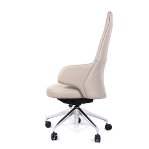 Chaise de bureau de direction de luxe ergonomique en cuir PU, pivotante, avec base en acier robuste et roulettes, pour conférence - Product Image 5