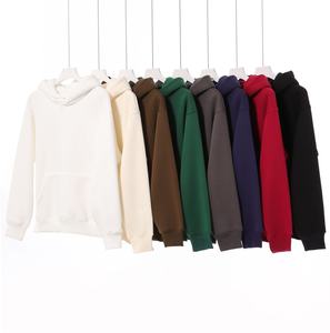 Sweat à capuche en polaire pour homme 2025, en coton, manches longues, ample, couleur unie, 480 g/m², avec poches, hauts d'hiver, sweat-shirts décontractés - Product Image 2