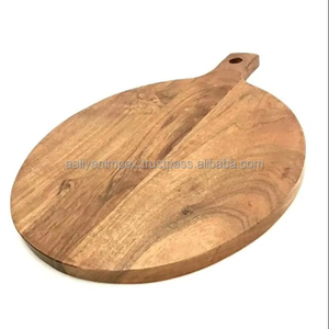 Tabla de cortar de alta calidad de madera de acacia natural redonda grande con asa para preparación de alimentos a precio asequible - Product Image 2