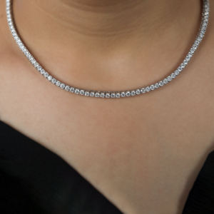 Elegant 925 Sterling Silver <b>Necklace</b> with Round Moissanite Diamonds Perfect for Engagements and Anniversaries - Product Image 4