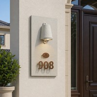 Plaque de porte personnalisée avec numéro de maison, éclairage mural LED, peinture en pierre véritable pour villa, hôtel, extérieur