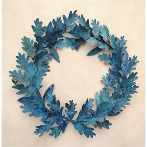 Handmade Antique Copper Verdigris Metal Leaf <b>Wreath</b> Wall Art Rustic Patina Iron Laurel Leaf Wall Hanging <b>Decor</b> for Home & Garden - Product Image 3