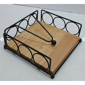 Porte-mouchoirs de table de qualité supérieure pour la maison, design classique, porte-serviettes en fer noir avec distributeur de mouchoirs en métal décoratif - Product Image 3