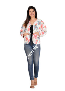 Chaqueta acolchada de lana de algodón Reversible para mujer, estampado de bloque de mano Floral, bolsillos con botones, abrigo de otoño e invierno, acabado transpirable - Product Image 3