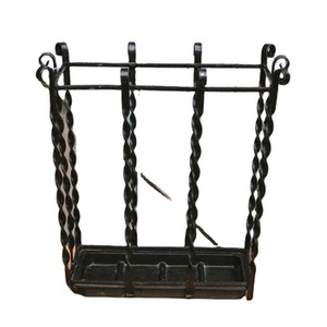 Seau à parapluie en forme de panier en métal noir design antique pour la décoration intérieure de la maison Lobbies Accessoires Fournitures - Product Image 1