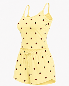 Ensemble pyjama décontracté 2 pièces tricoté pour femme, haut sans manches et short au-dessus du genou, tenue d'intérieur confortable, prix raisonnable, service OEM - Product Image 4