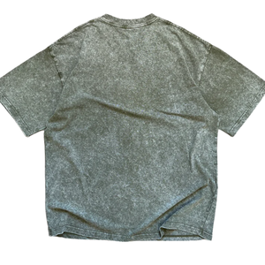 Camiseta Vintage Lavada en Gris Claro, Estilo Urbano, Oversize, de Algodón Grueso, con Impresión de Logotipo Personalizado, para Hombre, en Oferta - Product Image 2