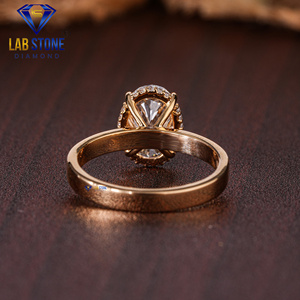 Lab-Stone 2,60 TDW Anillo de oro amarillo con diamante de corte ovalado Solitiare Color de la primavera de - Product Image 4