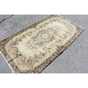 พรมขนสัตว์ตุรกีทำด้วยมือ6.8ft สีเบจสีน้ำตาล3.8 X แบบคลาสสิกการเย็บปะติดปะต่อกันการออกแบบสี่เหลี่ยมสำหรับห้องนั่งเล่นห้องนอนห้องโถงน้ำยาง - Product Image 2