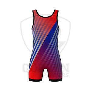 Golden Players Moda Marca Sublimado Color azul/rojo Lucha libre Singlets Logotipo personalizado OEM Impresión Lucha libre Singlets - Product Image 6