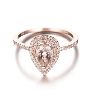 Capacidad de respuesta de 24 horas Corte de pera Morganita natural 8X6MM Piedra preciosa Compromiso Promesa Aniversario Anillo de bodas - Product Image 1