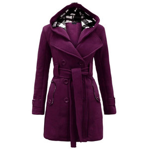 Manteau Trench en Laine d'Hiver pour Femmes en Gros, Double Boutonnage, Ceinture à la Taille, Respirant - Product Image 2