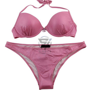 Ensemble de bikini triangle uni sans couture en gros, micro-halter, maillot de bain de fitness, design 2 pièces, taille haute, respirant, personnalisé - Product Image 2