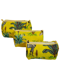 Pochette de voyage réutilisable en coton matelassé |   Sac de Cosmétiques Écologique Résistant à l'Eau Léger avec Fermeture Éclair - Product Image 3