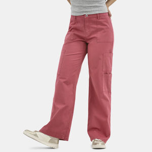 Traje al aire libre Cargo pantalones mujeres señoras moda Streetwear pantalones con bolsillos Color sólido Casual brillante pantalones holgados estilo Cargo - Product Image 3