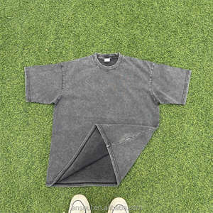 Camiseta personalizada Lisa vintage de alta calidad de Fabricante Mayorista de algodón lavado con cuello redondo lavado ácido - Product Image 1