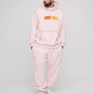 Ensemble de survêtement streetwear d'hiver personnalisé, surdimensionné, 100% coton respirant, ensemble de survêtement empilé, pantalon de survêtement et sweat-shirt pour homme - Product Image 2