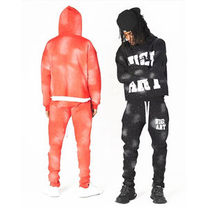 Conjunto Deportivo Personalizado con Serigrafía de Diamantes de Imitación, Sudadera con Capucha Vintage Tejida de Invierno, Pantalones Deportivos con Cordón, Ropa Deportiva Unisex - Product Image 3