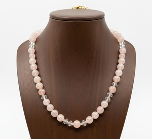 Collier unisexe en argent tibétain de 18 pouces, 8 mm, plaqué or 14 carats, fermoir tendance, accessoire de mode, cadeau, collier à perles géométriques en morganite - Product Image 1
