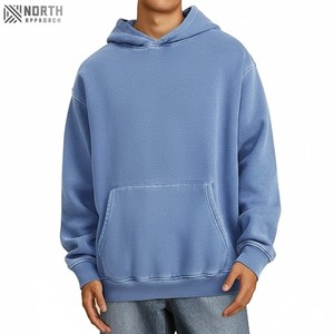 Poliéster/algodón polar 180 gramos sudaderas con capucha de invierno hombre pesado ácido lavado pulóver sudadera secado rápido transpirable bolsillo personalizado - Product Image 1