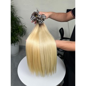 Extensions de cheveux naturels blond platine I-Tip Micro Link, trame simple, cheveux Remy vietnamiens, double trame aux pointes, avec bandes adhésives - Product Image 3