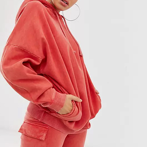 Short à capuche délavé à l'acide pour femmes ensemble 2 pièces short de survêtement à motif solide en hiver pas cher prix tenues pour femmes 2026 - Product Image 6