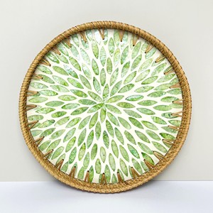 Plateau vadrouille en osier pour décoration intérieure table basse plateaux en rotin nacre plateau de service tissé - Product Image 5