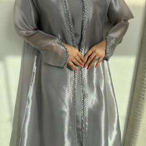 Wholesale Custom Luxury Stylish New Satin Long Dubai Abayas Handmade Silk <b>Kaftan</b> Muslim <b>Women</b> Ruffle Blouse Anti-Wrinkle Prayer - Product Image 2