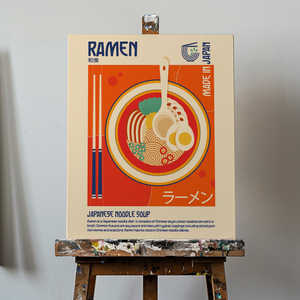 Impression sur toile de nourriture japonaise moderne, ramen, pour décoration murale - Product Image 1